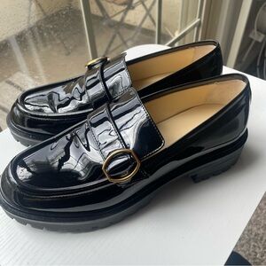 Banana Republic Black Shiny Luz lug sole loafer